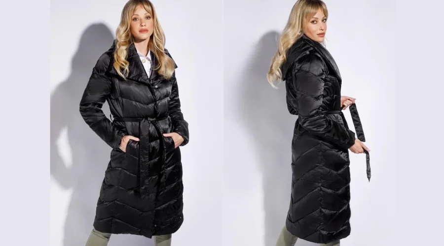 Women's down coat with hood- black