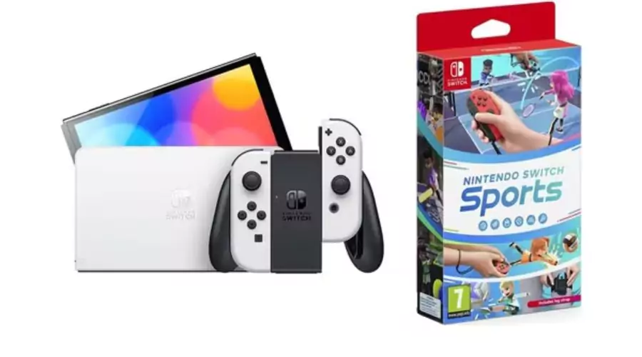 Nintendo Switch OLED & Sports Bundle - White