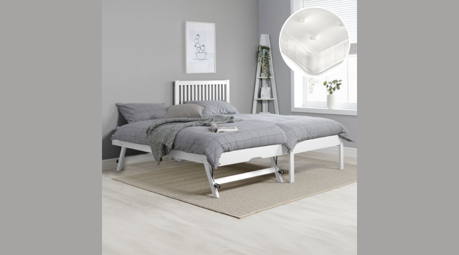 Buxton White Guest Bed with 2 Clay Mattresses | Feedhour
