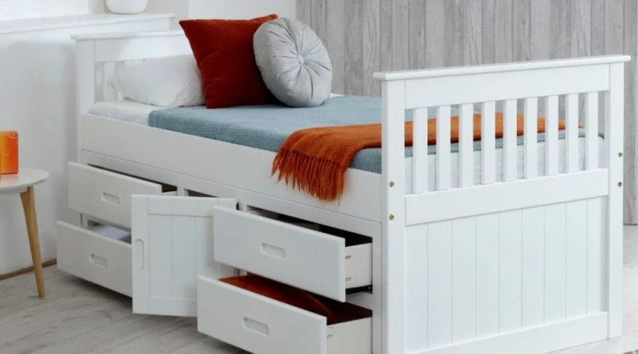 Captains White Wooden Storage Bed Frame - 3ft Single