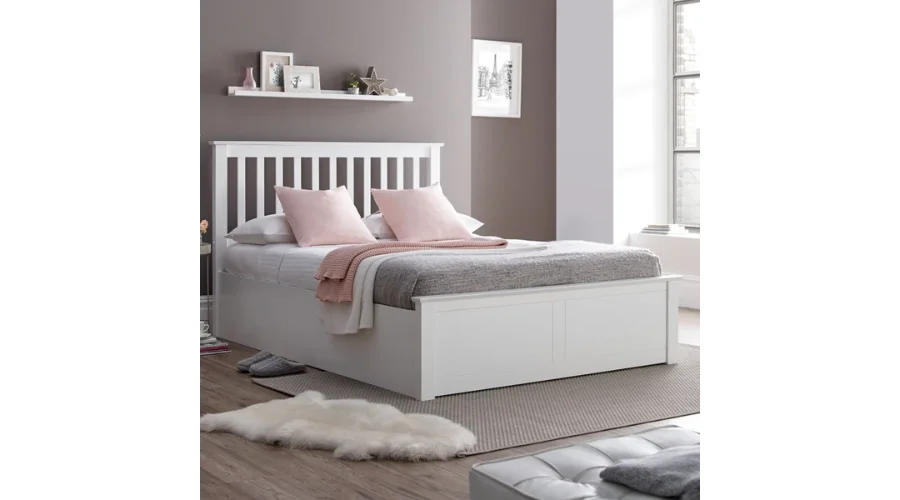 Malmo White Wooden Ottoman Bed | Feedhour
