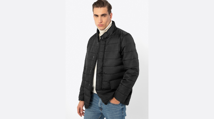 Men's nylon quilted jacket black