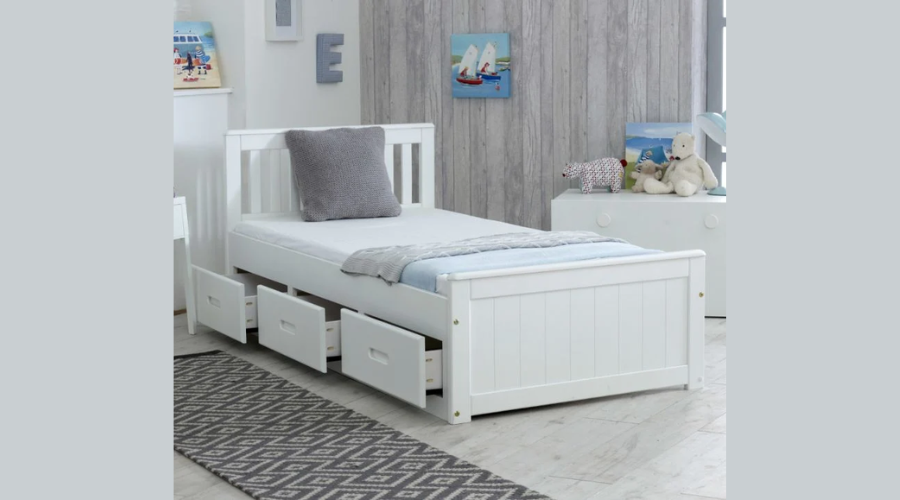 Mission White Wooden Storage Bed | Feedhour