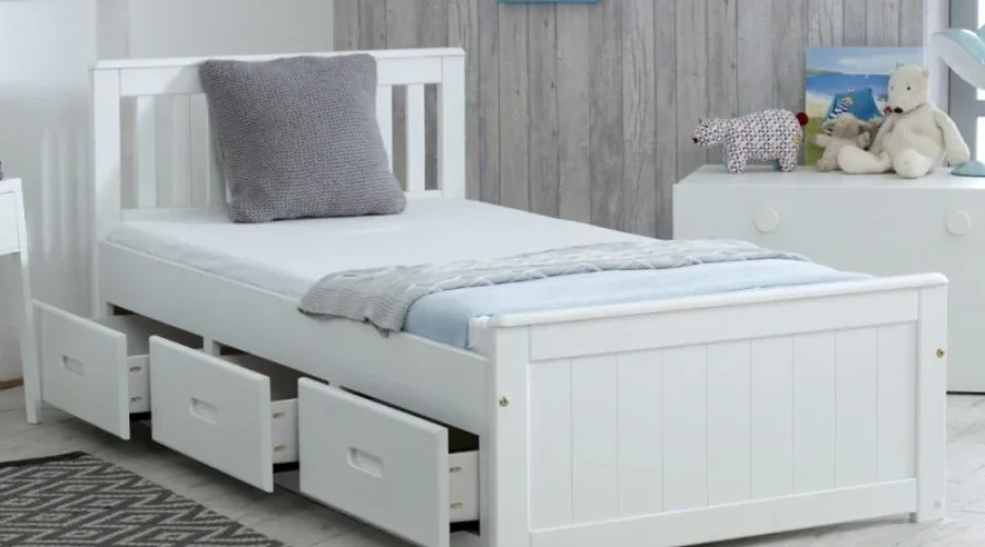 Mission White Wooden Storage Bed