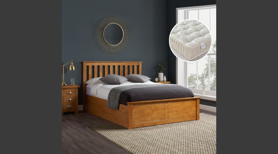 Phoenix Oak Ottoman Bed with Ortho Royale Mattress | Feedhour