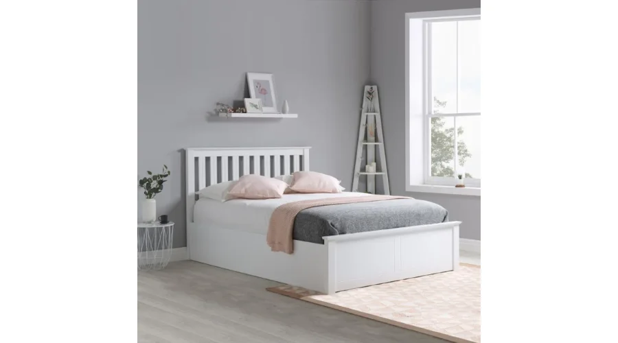 Phoenix White Wooden Ottoman Storage Bed | Feedhour