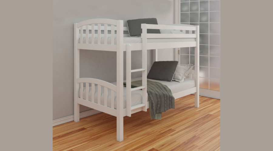 White Finish Solid Pine American Wooden Bunk Bed Frame