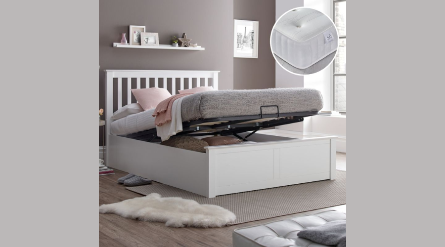 White Ottoman Bed with Maestro Memory Mattress | Feedhour
