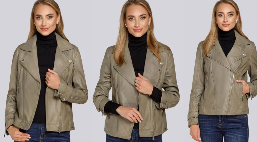Women's Biker Jacket in Leather With Quilting