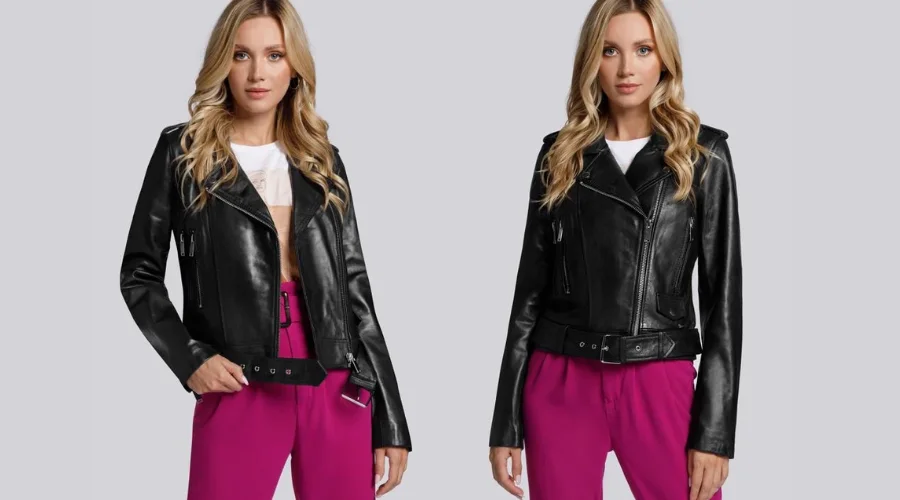 Women's classic leather biker jacket