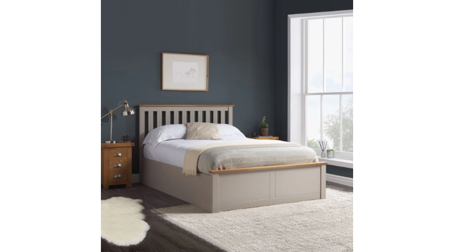 Wooden Storage Bed in Grey Colour by Phoenix Pearl