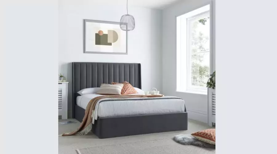 Harper Grey Winged Ottoman Storage