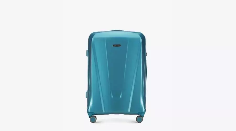 Large Blue Geometric Polycarbonate Suitcase
