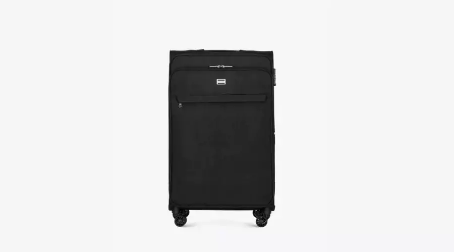 Large, single-color black soft suitcase