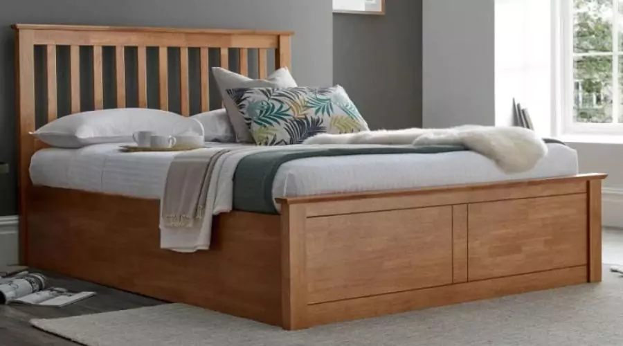 Malmo Oak Wooden Ottoman Bed