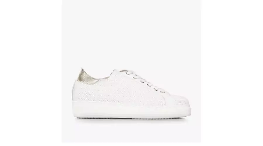 Women’s Leather Woven White Sneakers