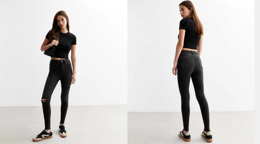 Black Hallie Disco Ripped Super Skinny Jeans