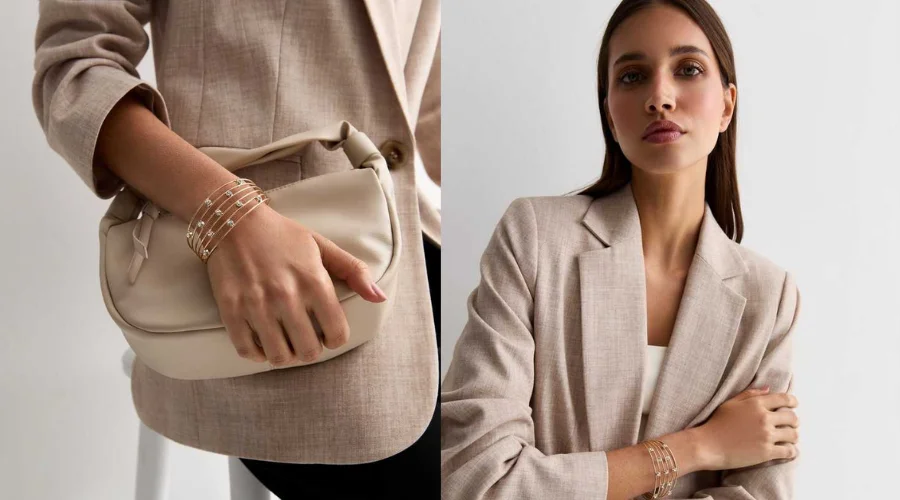 Gold Diamante Caged Cuff Bracelet