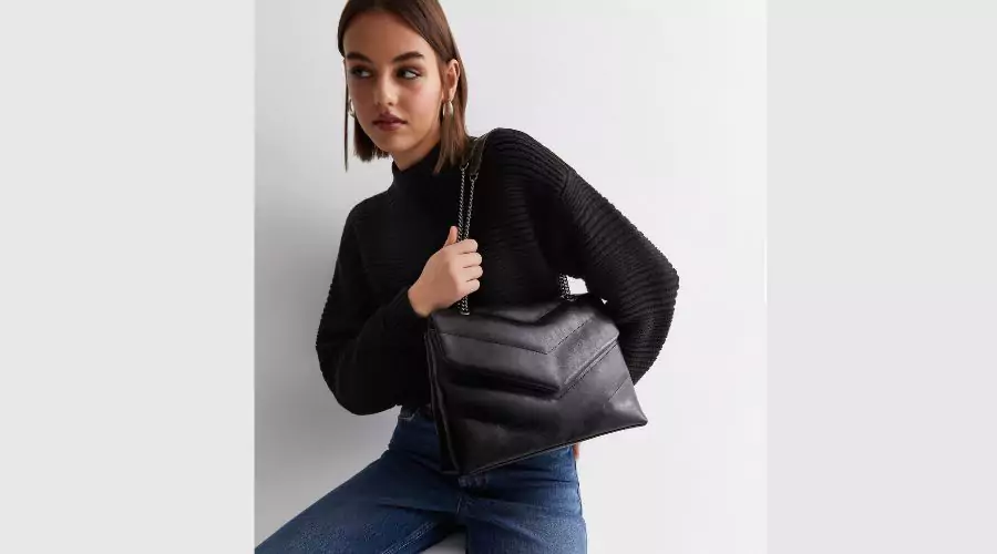 Black Quilted Oversized Cross Body Bag
