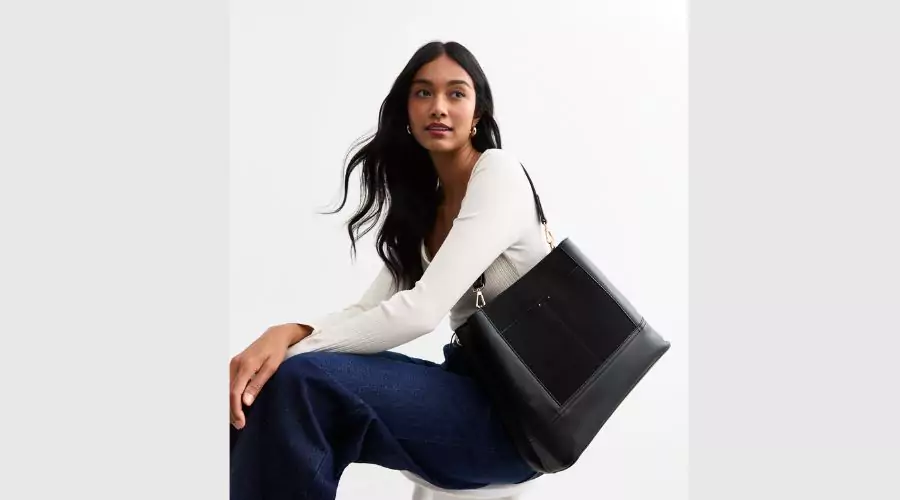 Black Triple Compartment Hobo Bag