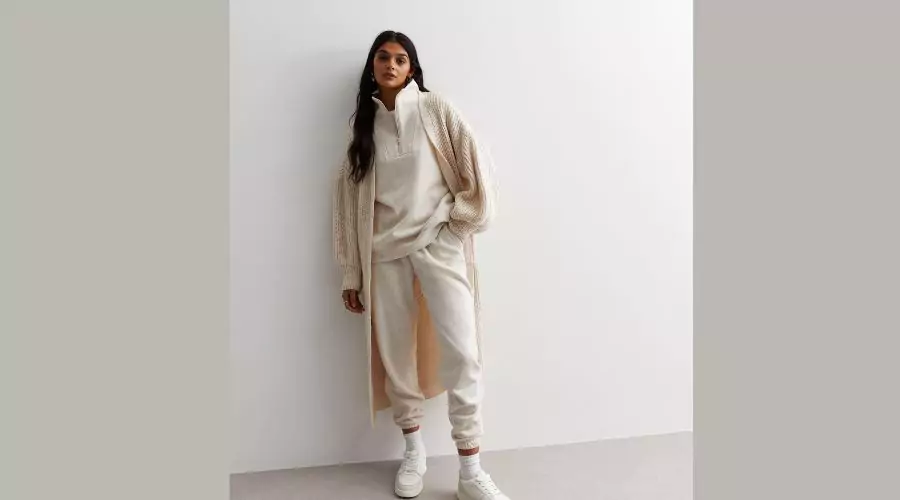 Gini London Cream Fine Knit Long Cardigan
