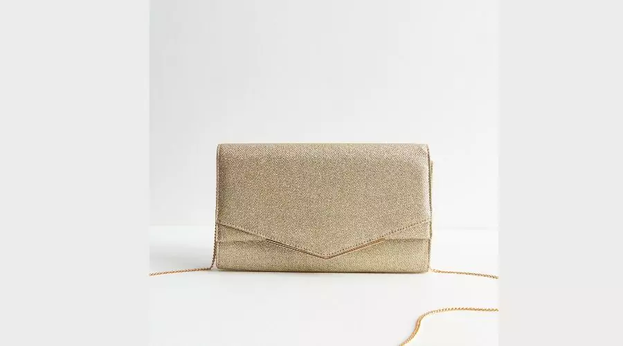 Gold Glittered Envelope Clutch