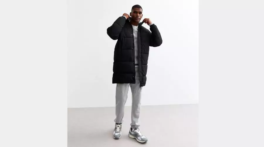 Jack & Jones Black Long Puffer Jacket