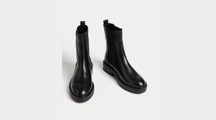 Leather Chelsea Round Toe Ankle Boots