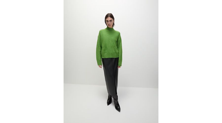 Air-Yarn Textured Funnel Neck Relaxed Jumper