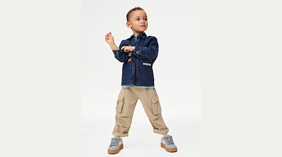 Pure Cotton Badged Denim Jacket (2-8 Yrs)