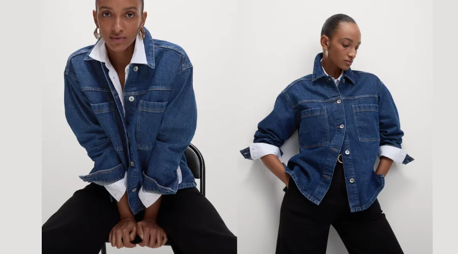 Pure Cotton Denim Relaxed Shacket