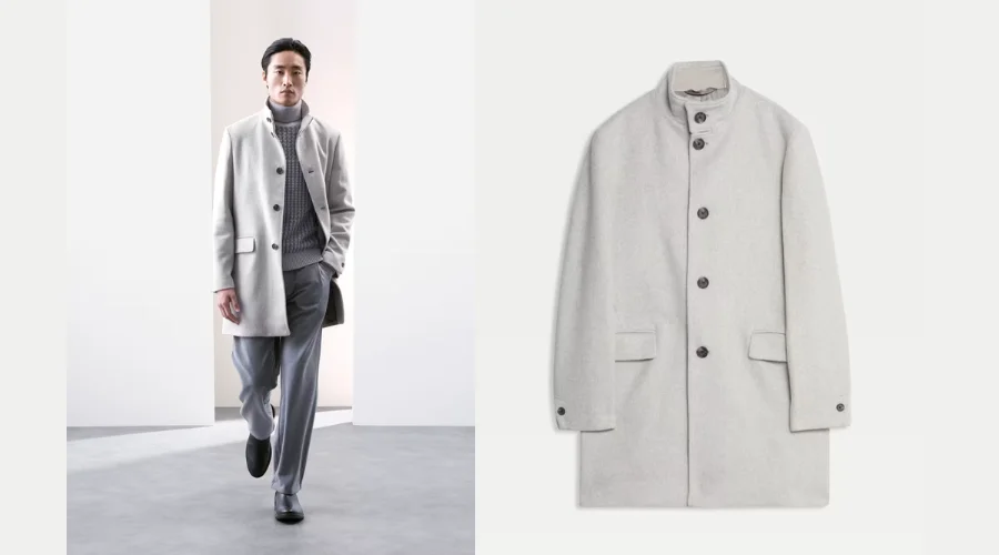 Wool Blend Funnel Neck Coat