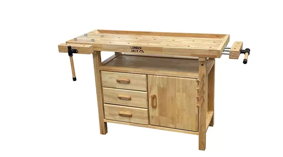 Woodworking Work Bench with 3 Drawers and 2 Vices