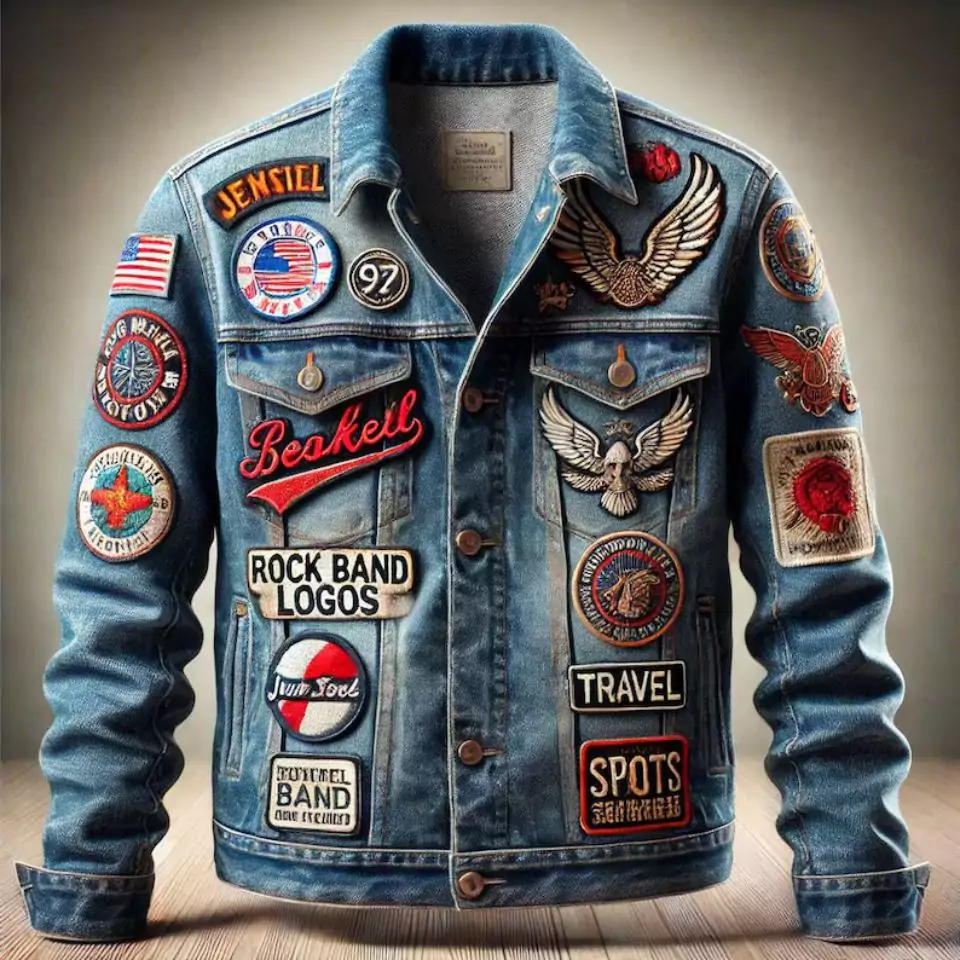 Custom Denim Jacket with Embroidered Patches