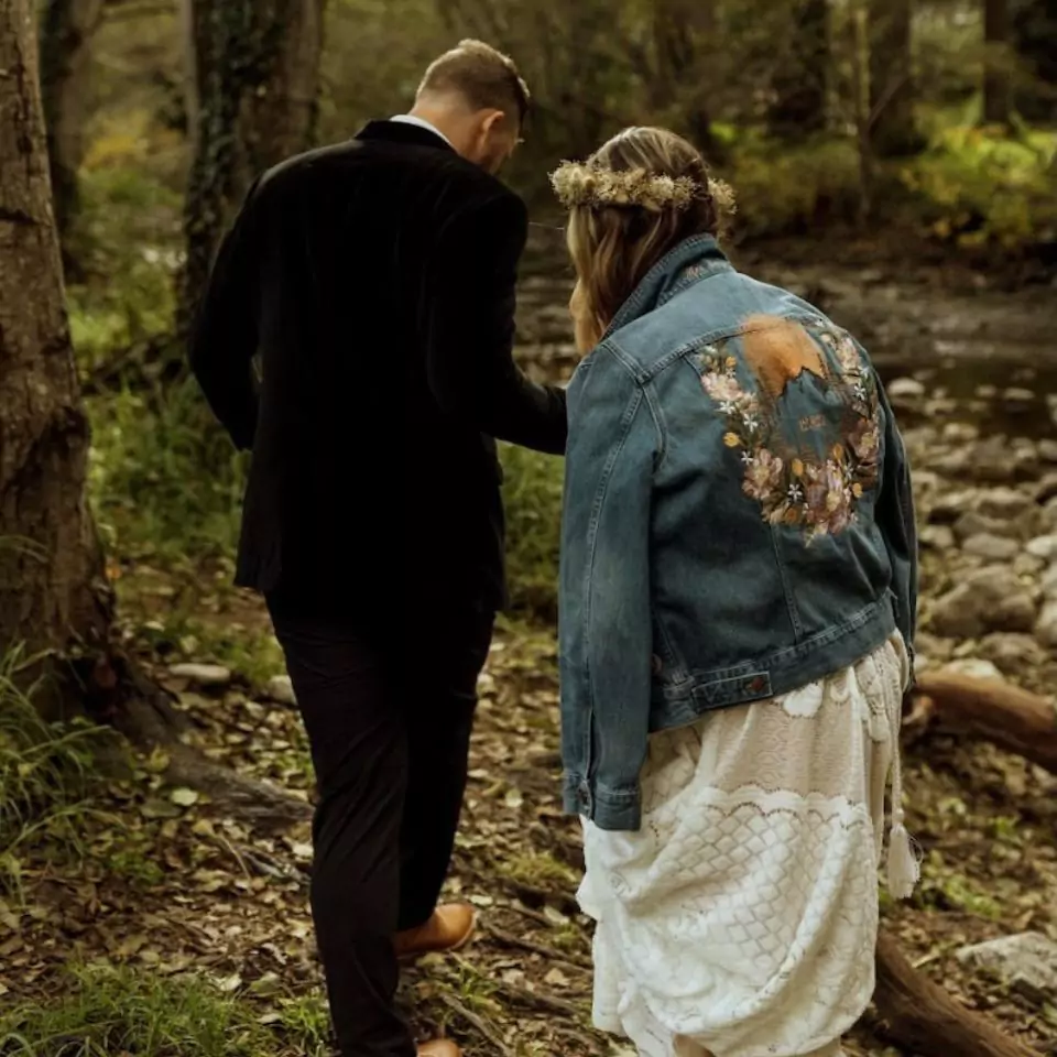 Personalized Floral + Mountain Bride Jacket