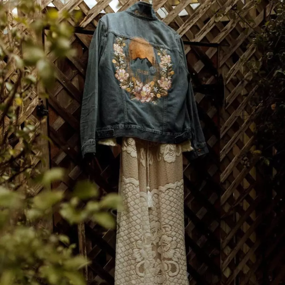 Personalized Floral + Mountain Bride Jacket