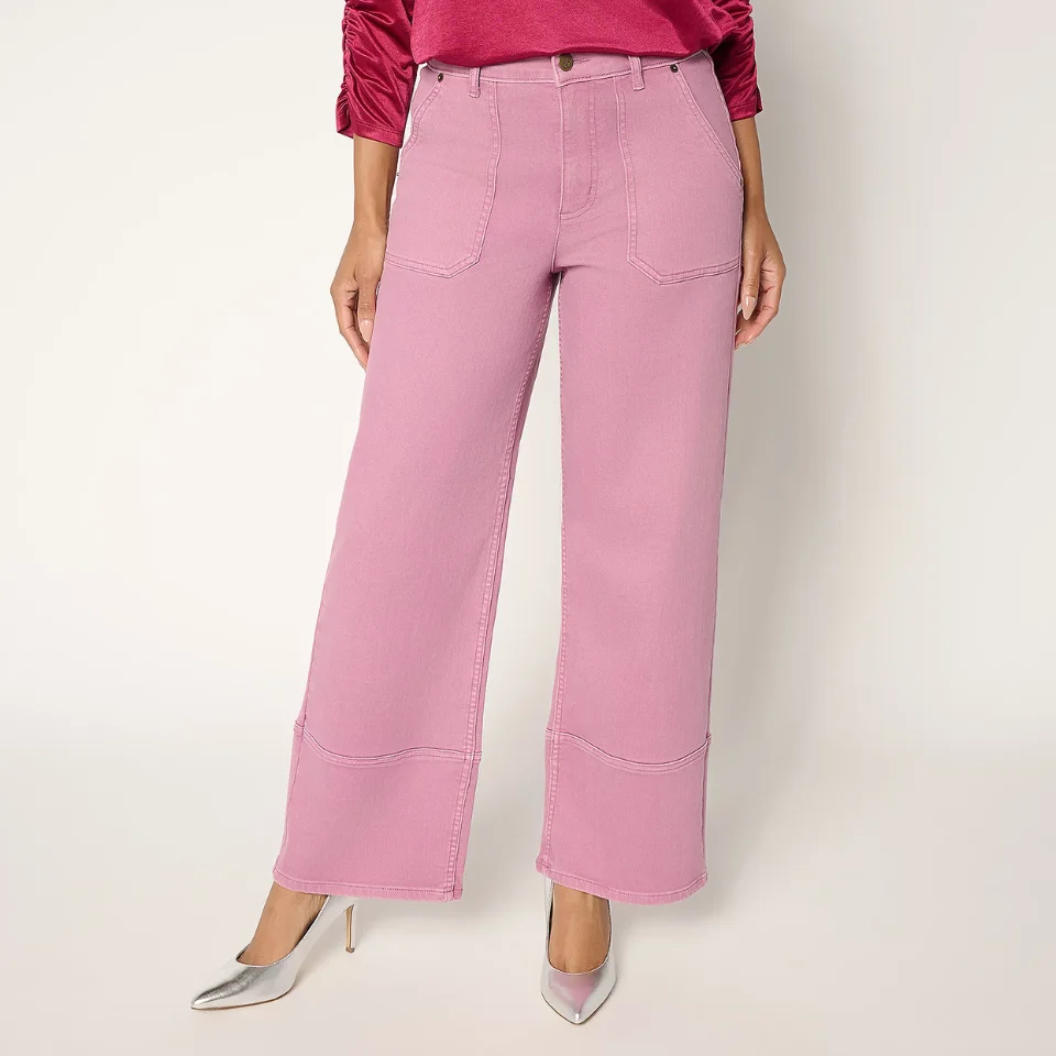 LOGO by Lori Goldstein Regular Indigo Full Length Wide Leg Jeans
