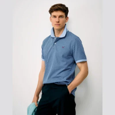 Geo Print Cotton Polo Shirt in Blue (1)